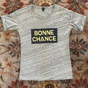 J CREW "Bonne Chance" Gallery Graphic T-Shirt NWOT